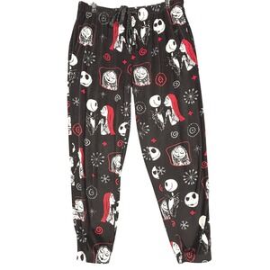 Disney Nightmare Before Christmas Jack Sally Pajama Pants Mens Medium Black Red